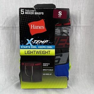 HANES Boxer Briefs 5-Pack Boy's Mesh Stretch X-Temp Size S 6/8 BXPDB5 (New)